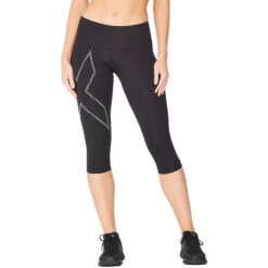 2XU LIGHT SPEED MID-RISE COMPRESSION Women's 3/4 Leggings Black/Silver 2022