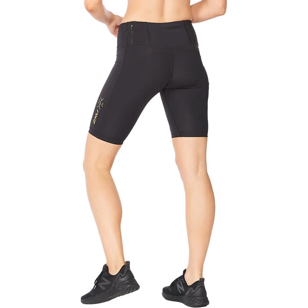 2XU LIGHT SPEED MID-RISE COMPRESSION Women's Running Shorts Black/Gold 2022 - Image 2