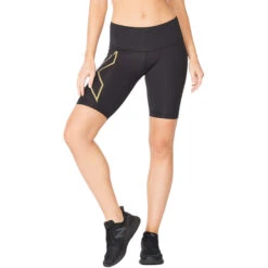 2XU LIGHT SPEED MID-RISE COMPRESSION Women's Running Shorts Black/Gold 2022
