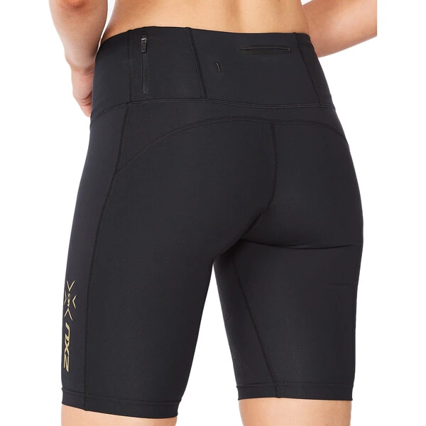 2XU LIGHT SPEED MID-RISE COMPRESSION Women's Running Shorts Black/Gold 2022 - Image 4