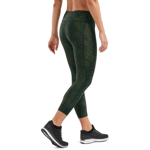 2XU PRINT MID-RISE COMPRESSION Women's Tights Black/Green - Image 3