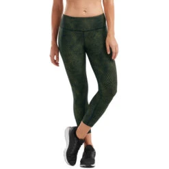 2XU PRINT MID-RISE COMPRESSION Women's Tights Black/Green