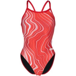 ARENA CHALLENGE BACK MARBLED Women's Swimsuit (1 Piece) Red 2023