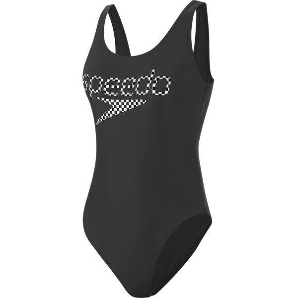 SPEEDO LOGO DEEP U Women's Swimsuit (One Piece) Black/White