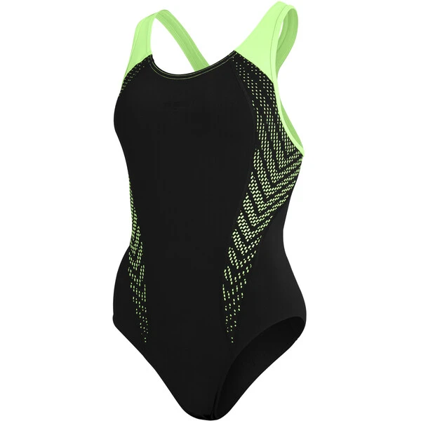 SPEEDO PLACEMENT LANEBACK Women's Swimsuit (One Piece) Black/Green